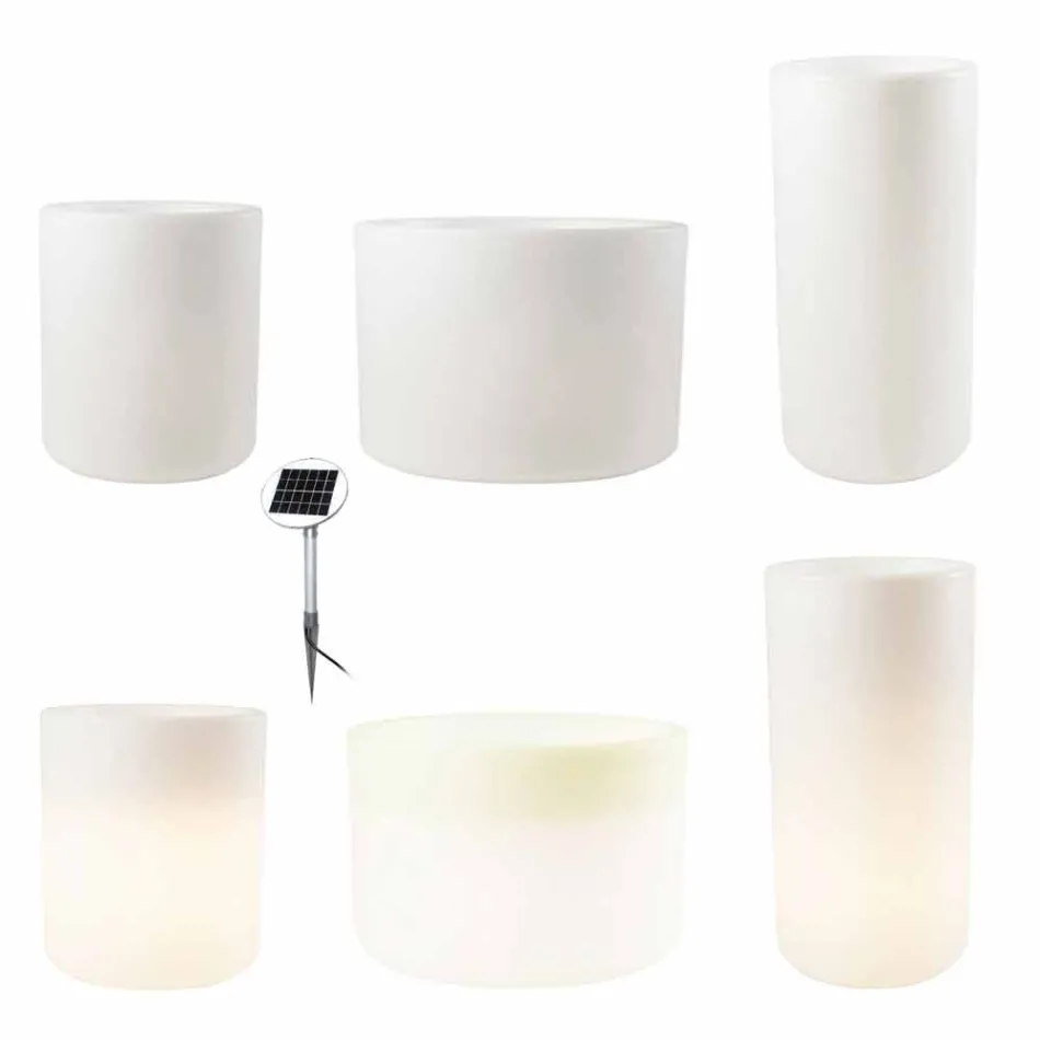 Váza se solárním osvětlením nebo LED designem pro vnitřní nebo venkovní použití - Cilindrostar Viadurini