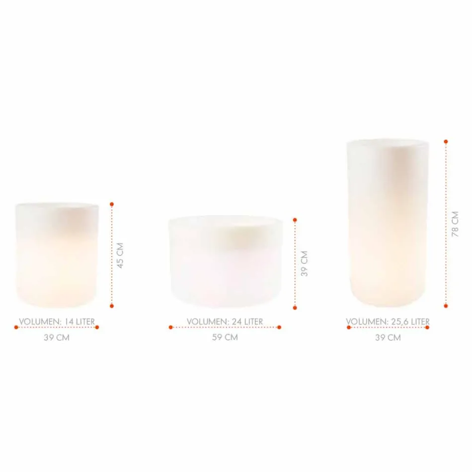 Váza se solárním osvětlením nebo LED designem pro vnitřní nebo venkovní použití - Cilindrostar Viadurini