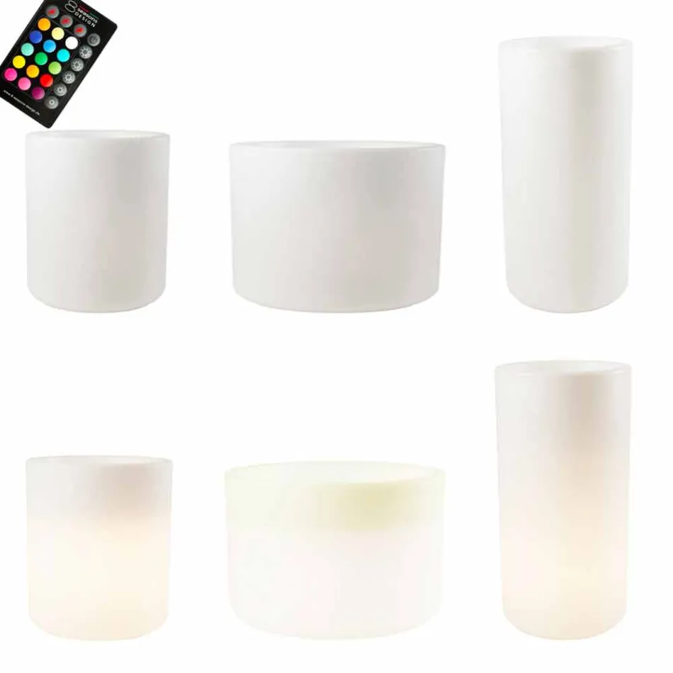 Váza se solárním osvětlením nebo LED designem pro vnitřní nebo venkovní použití - Cilindrostar Viadurini