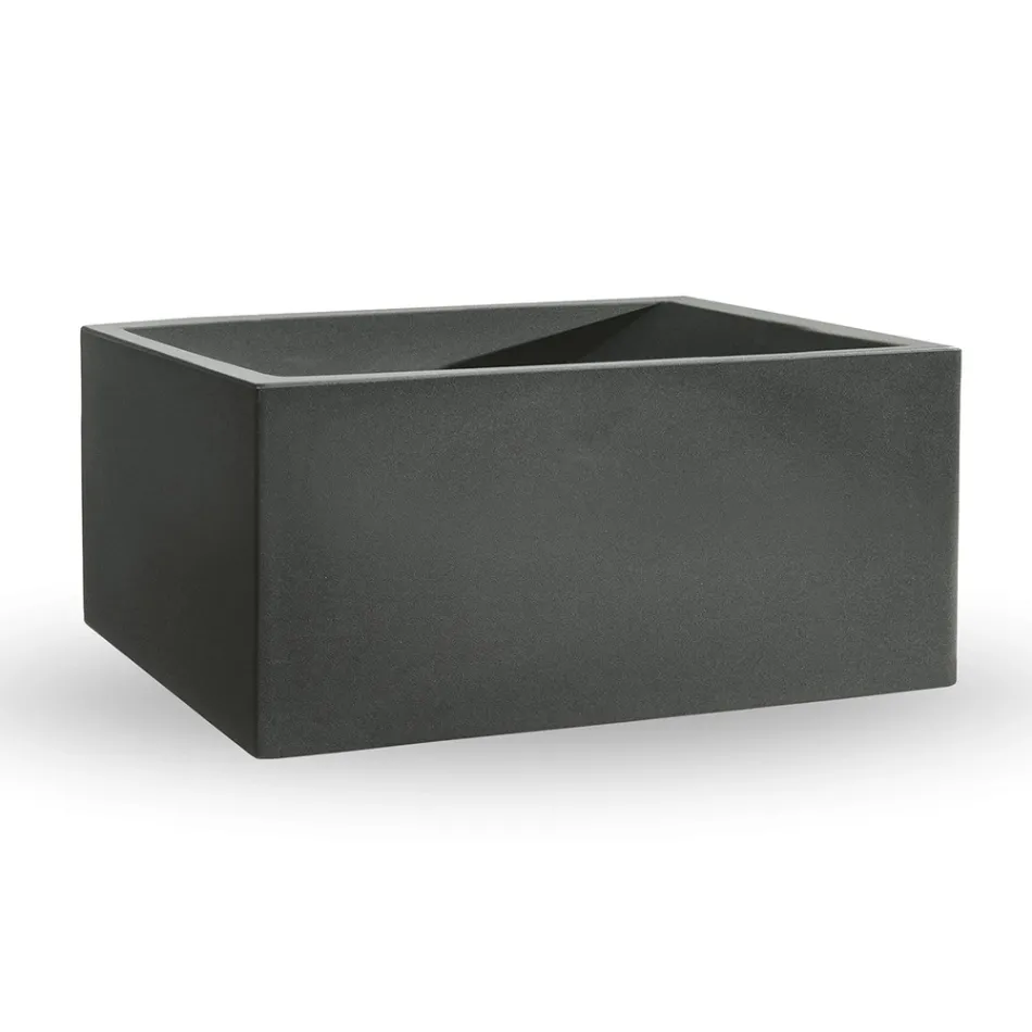 Obdélníková barevná polyetylenová venkovní váza Made in Italy - šedá Viadurini