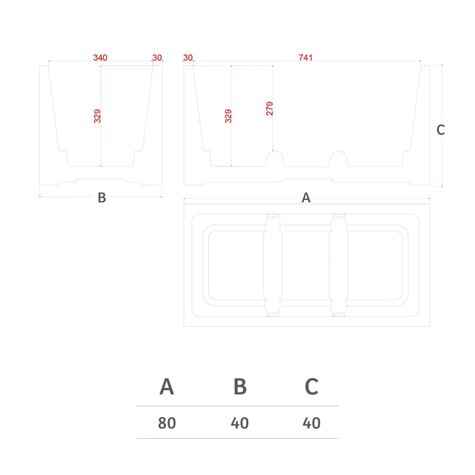 Obdélníková barevná polyetylenová venkovní váza Made in Italy - šedá Viadurini