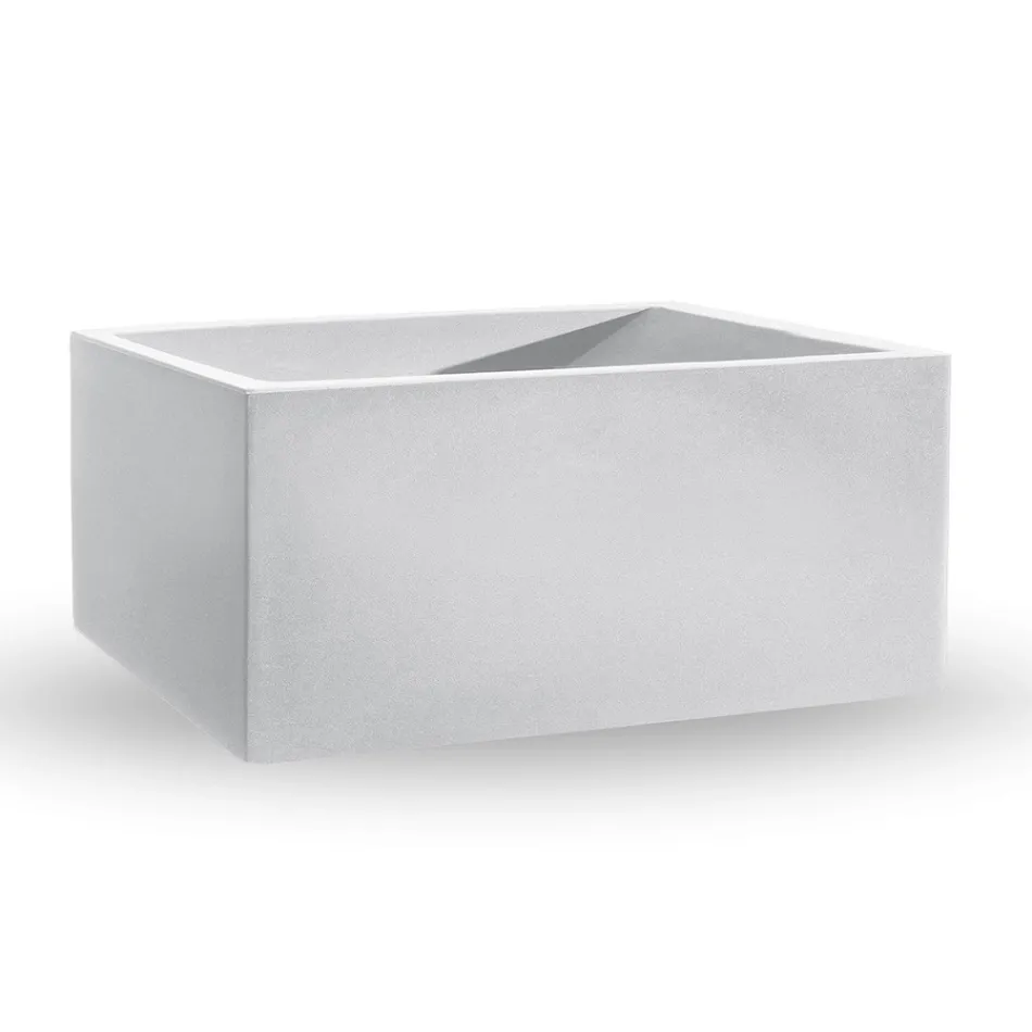 Obdélníková barevná polyetylenová venkovní váza Made in Italy - šedá Viadurini