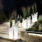 Svítící venkovní váza z bílého polyetylenu Made in Italy - Galileo Viadurini