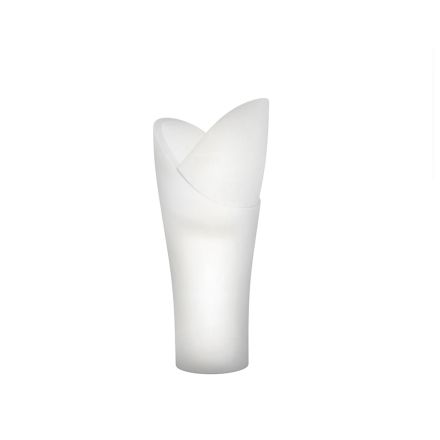 Svítící venkovní váza z bílého polyetylenu Made in Italy - Galileo Viadurini
