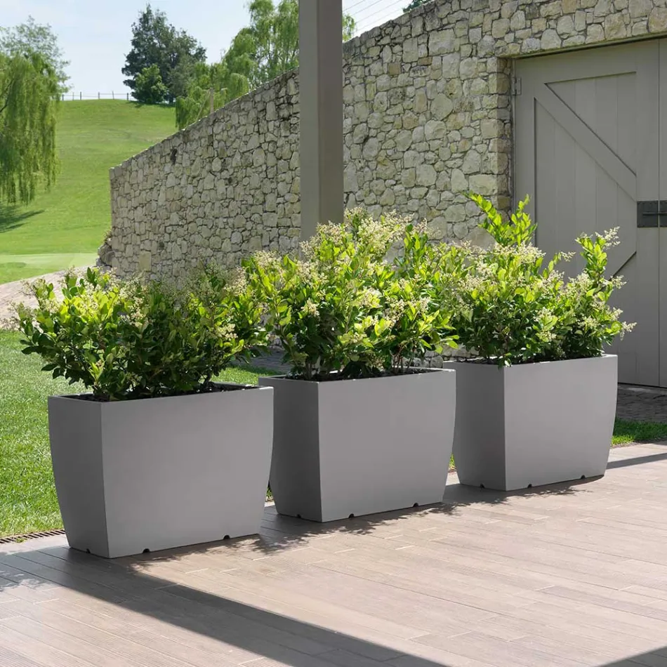 Obdélníková venkovní váza z polyetylenu Made in Italy - Albarone Viadurini