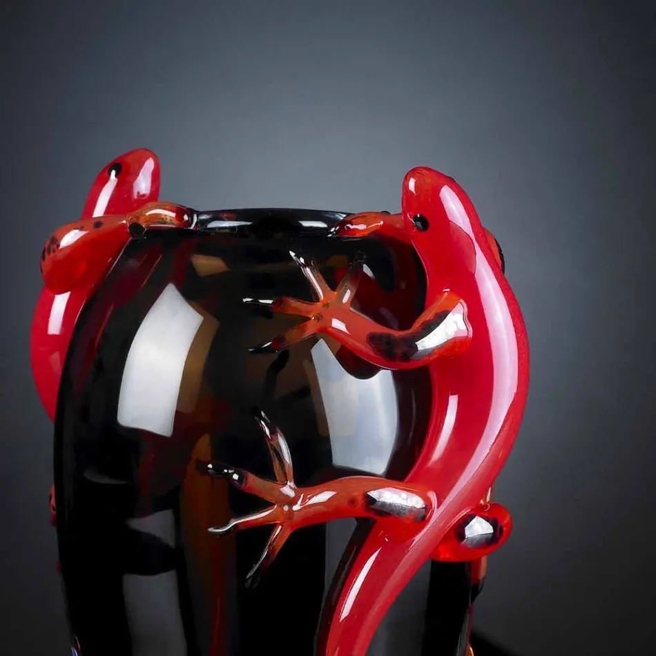 Vnitřní váza z barevného skla s ručně vyrobenými gekony v Itálii - Geco Viadurini