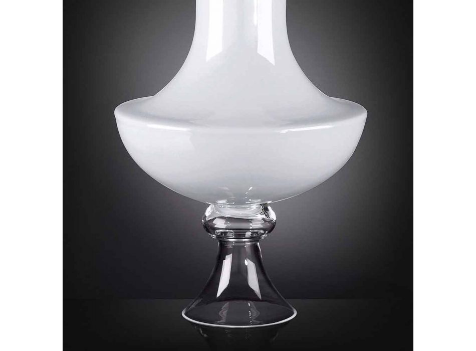 Moderní vnitřní váza z bílého a průhledného skla vyrobená v Itálii - Portos Viadurini