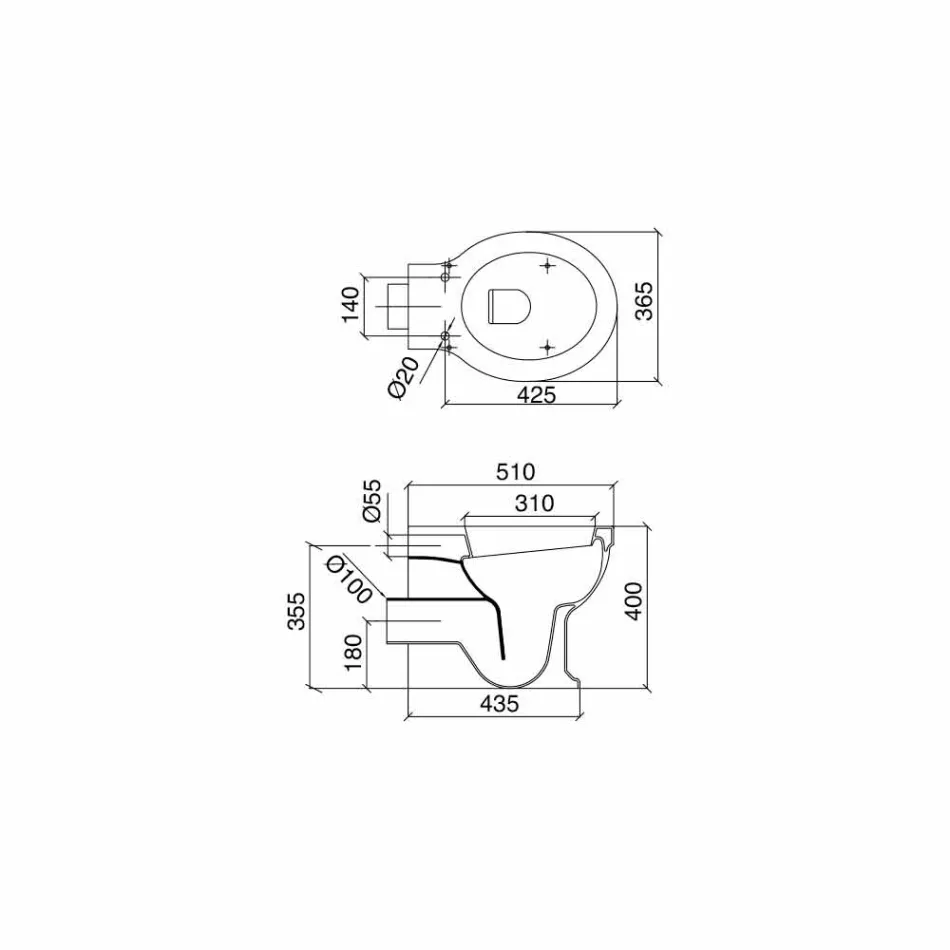 Klasický design podlahové vázy Zpět na zeď Made in Italy Ceramic - Marwa Viadurini