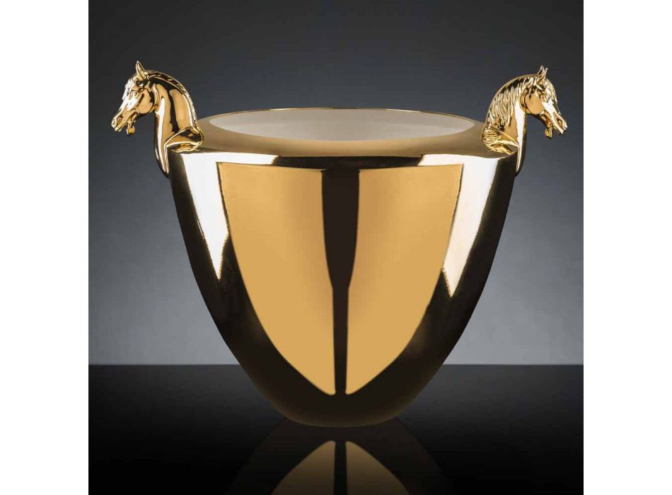Ručně vyrobená dekorativní váza z bílého keramiky nebo 24k zlata vyrobená v Itálii - Jakcy Viadurini