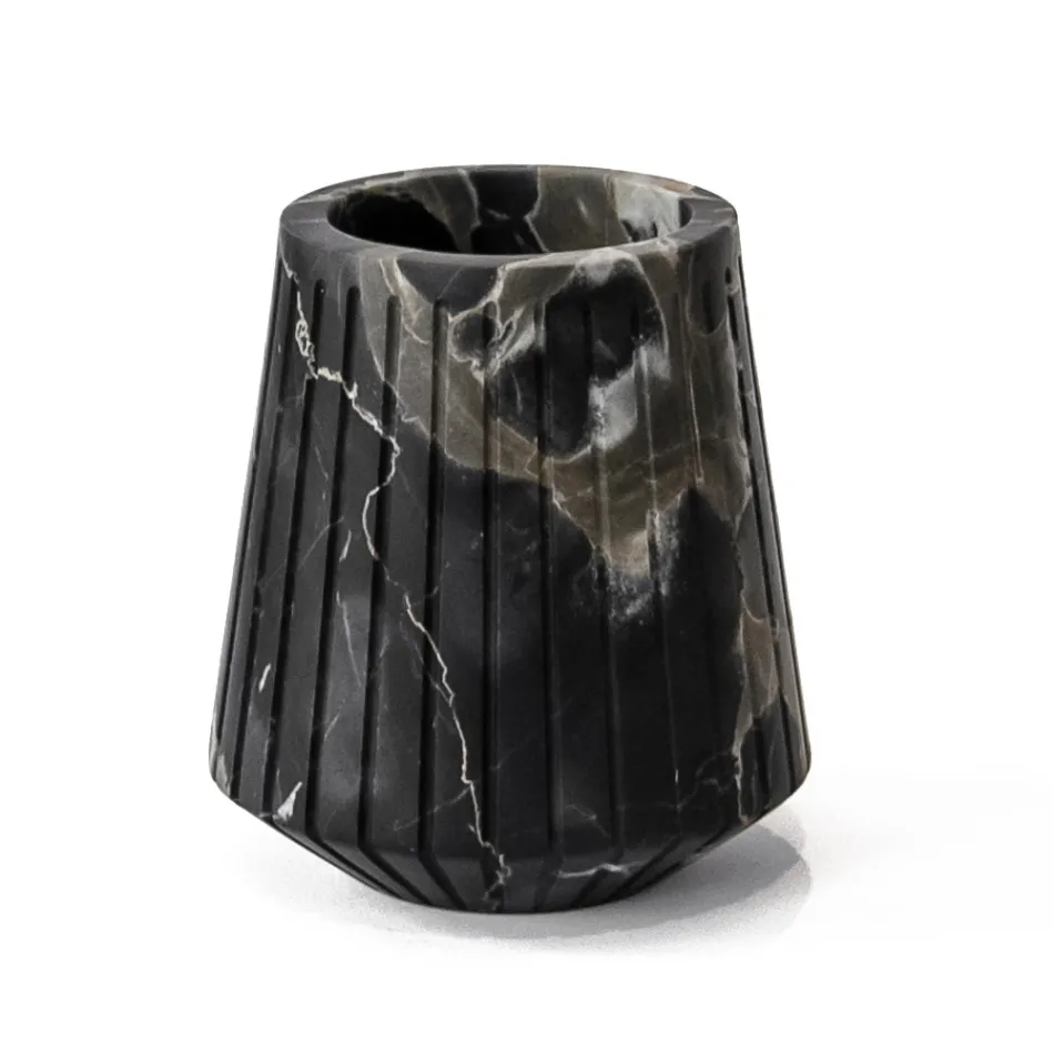 Nízká dekorativní váza z Portoro Marble s pruhovaným designem Made in Italy - Cairo Viadurini