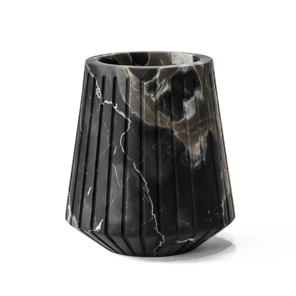 Nízká dekorativní váza z Portoro Marble s pruhovaným designem Made in Italy - Cairo Viadurini