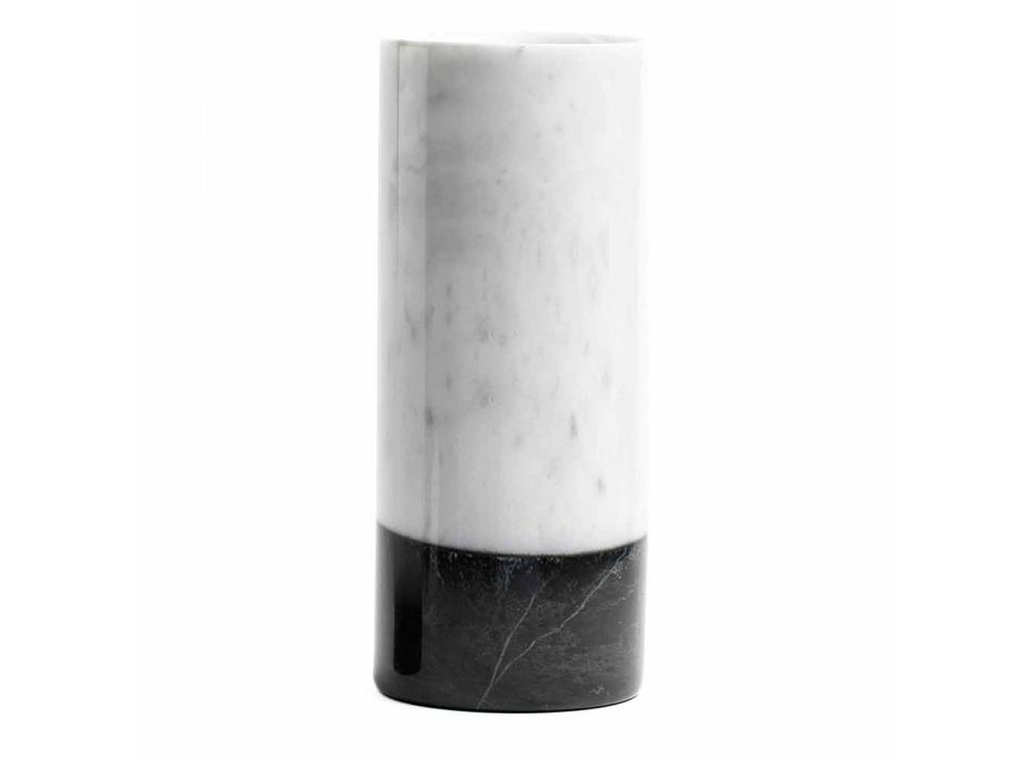 Válcová dekorativní váza v Carrara Marble a Marquinia Made in Italy - Emory Viadurini