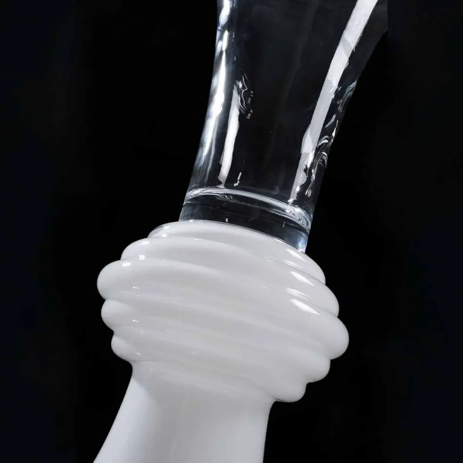 Vnitřní dekorativní skleněná váza s bílou základnou vyrobené v Itálii - Catia Viadurini