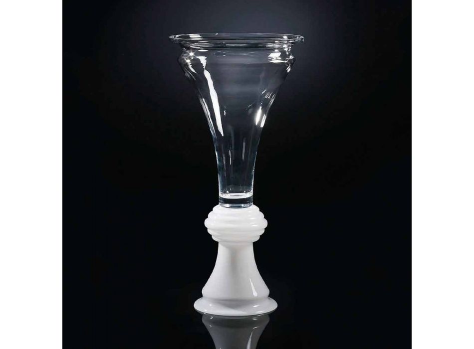 Vnitřní dekorativní skleněná váza s bílou základnou vyrobené v Itálii - Catia Viadurini