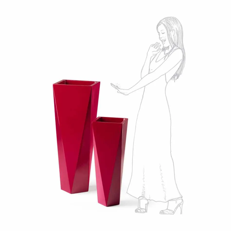 Čtvercová polyetylenová dekorativní váza vyrobená v Itálii - Bonina Viadurini