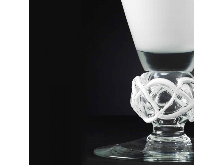 Dekorativní váza z bílého a průhledného skla vyrobená ručně v Itálii - Crezia Viadurini