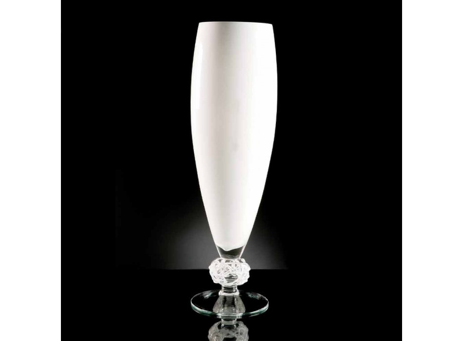 Dekorativní váza z bílého a průhledného skla vyrobená ručně v Itálii - Crezia Viadurini