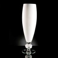 Dekorativní váza z bílého a průhledného skla vyrobená ručně v Itálii - Crezia