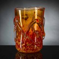 Oranžová Murano foukaná skleněná dekorativní váza vyrobená v Itálii - Mister