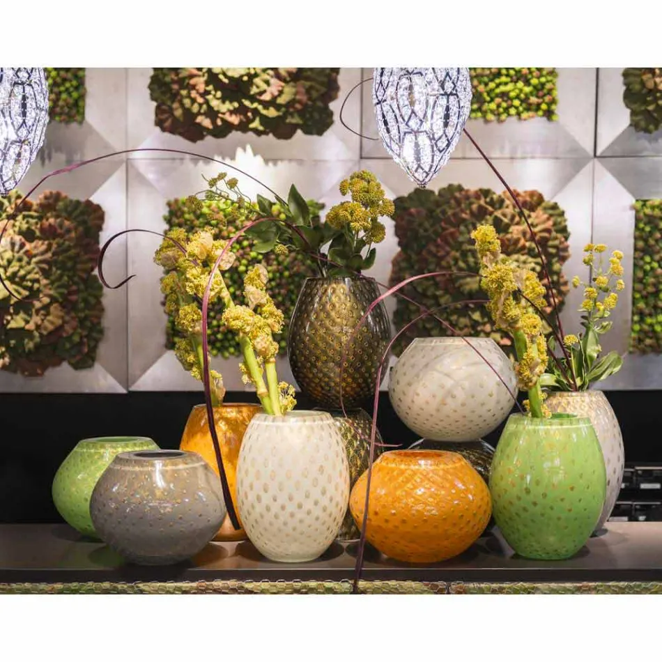 Dekorativní váza z barevného foukaného skla Murano vyrobené v Itálii - Barletta Viadurini