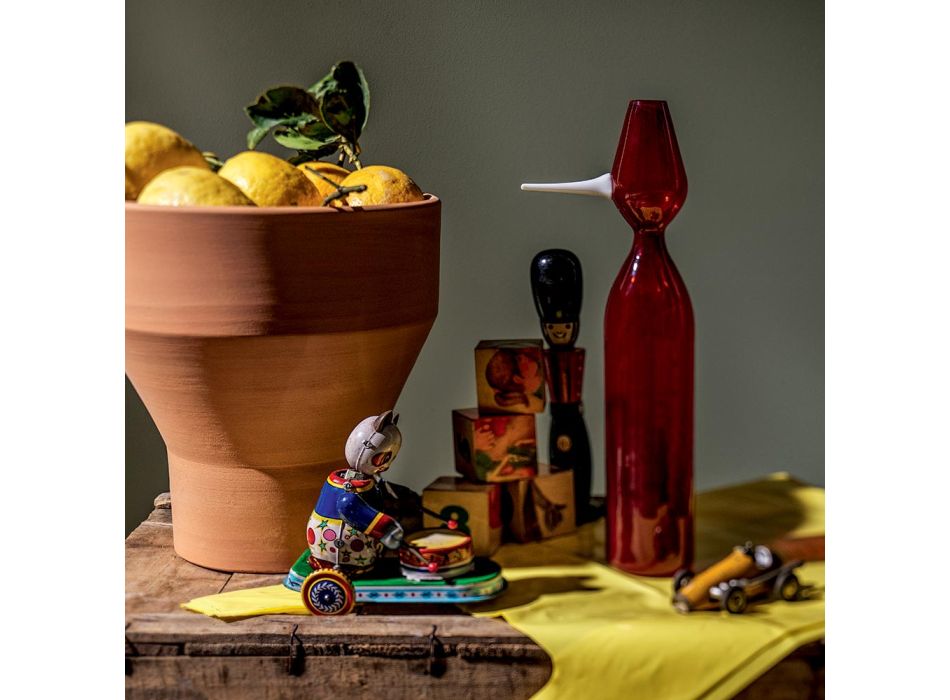 Červená váza z foukaného skla Murano vyrobená v Itálii - Belindo Viadurini