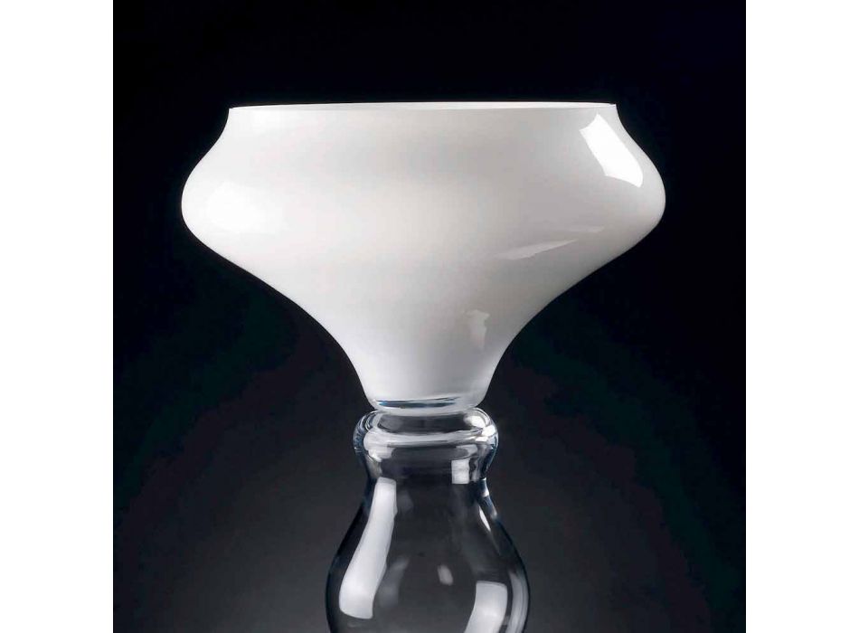 Moderní dekorativní váza z bílého a průhledného skla vyrobená v Itálii - Vulcano Viadurini