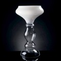 Moderní dekorativní váza z bílého a průhledného skla vyrobená v Itálii - Vulcano