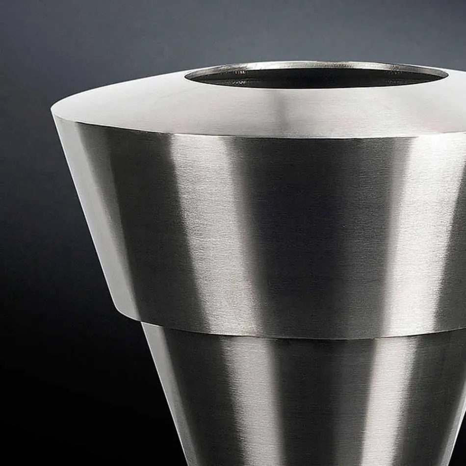 Vnitřní dekorativní váza ze saténové oceli vyrobená v Itálii - Gardeno Viadurini