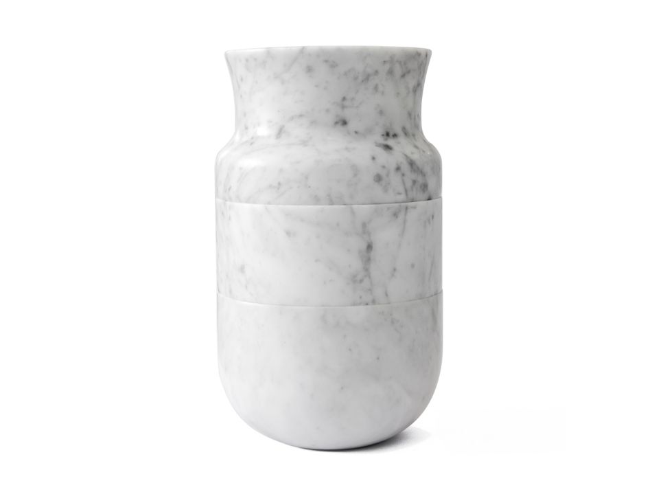 Dekor vázy v bílém carrarském mramoru a černém designu Marquinia - Calar Viadurini