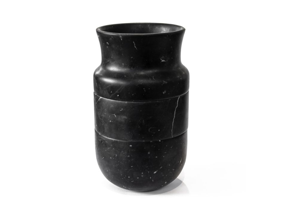 Dekor vázy v bílém carrarském mramoru a černém designu Marquinia - Calar Viadurini