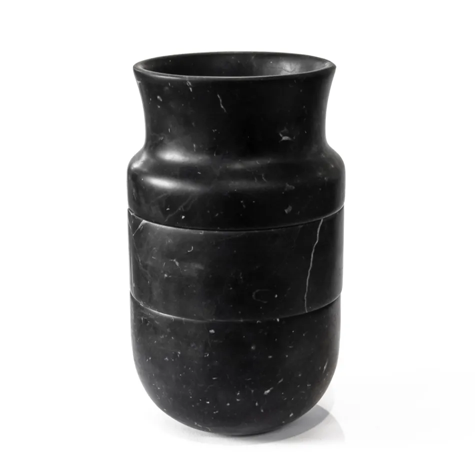 Dekor vázy v bílém carrarském mramoru a černém designu Marquinia - Calar Viadurini