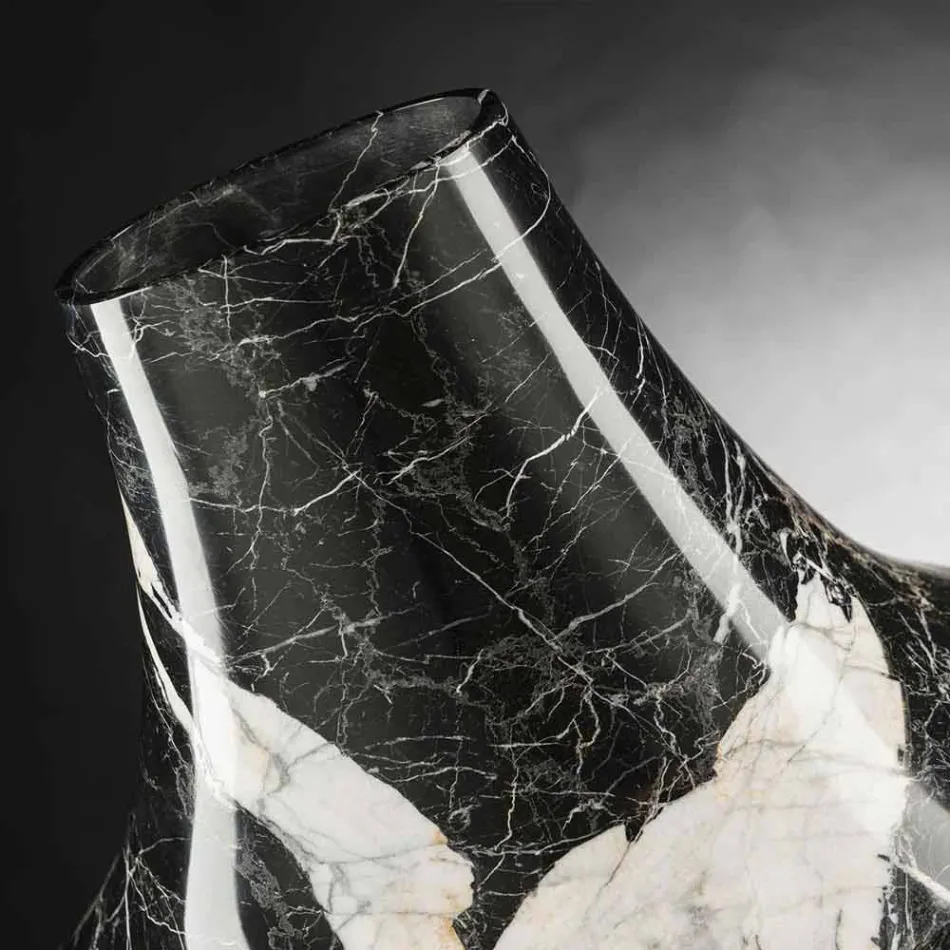 Elegantní vnitřní váza v bílém a černém mramoru vyrobená v Itálii - originál Viadurini