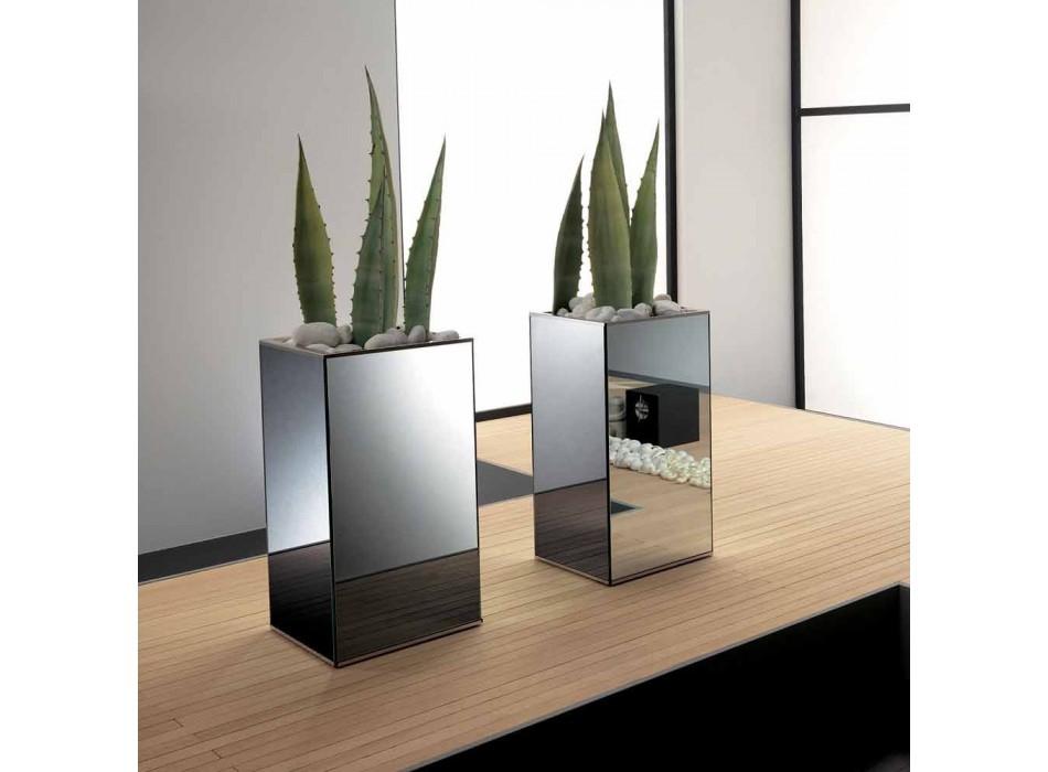Volně stojící geometrická zrcadlová váza a struktura ze dřeva a oceli - Ghenna Viadurini