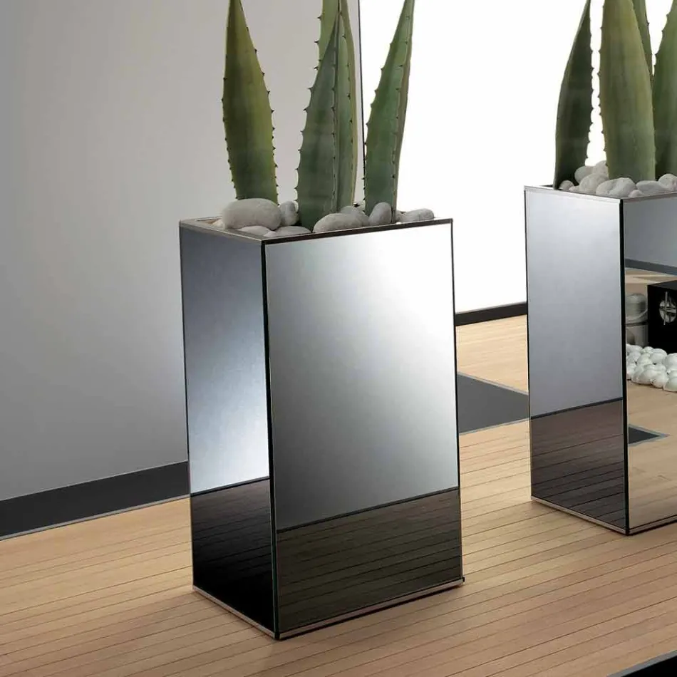 Volně stojící geometrická zrcadlová váza a struktura ze dřeva a oceli - Ghenna Viadurini