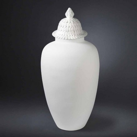 Designová bílá keramická váza s ručně vyrobenou italskou dekorací - Verio Viadurini