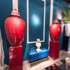 Červená lakovaná keramická váza s ručně vyráběnou italskou dekorací - Verio Viadurini