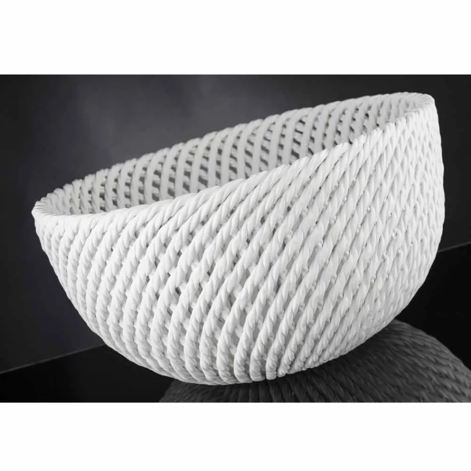 Ručně vyrobená keramická váza s tkaným útkem vyrobená v Itálii - Napoleon Viadurini