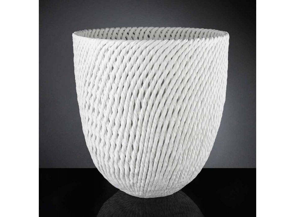 Ručně vyrobená keramická váza s tkaným útkem vyrobená v Itálii - Napoleon Viadurini