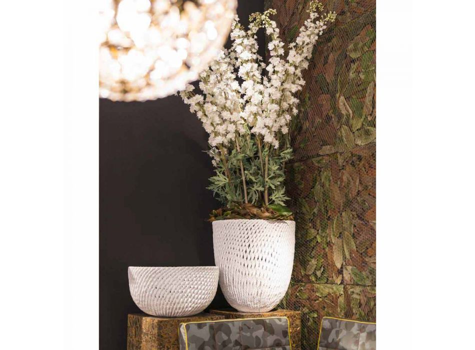 Ručně vyrobená keramická váza s tkaným útkem vyrobená v Itálii - Napoleon Viadurini