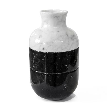 Váza z bílého mramoru Carrara a luxusního designu Black Marquinia - Calar Viadurini