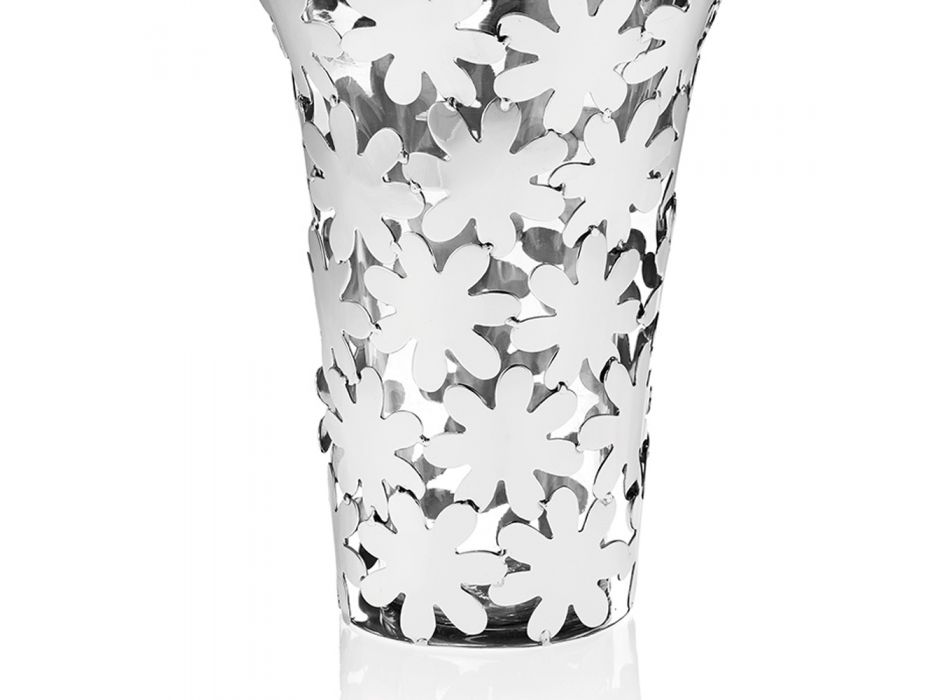 Váza ze skla a stříbrného kovu s luxusní květinovou dekorací - Terraceo Viadurini