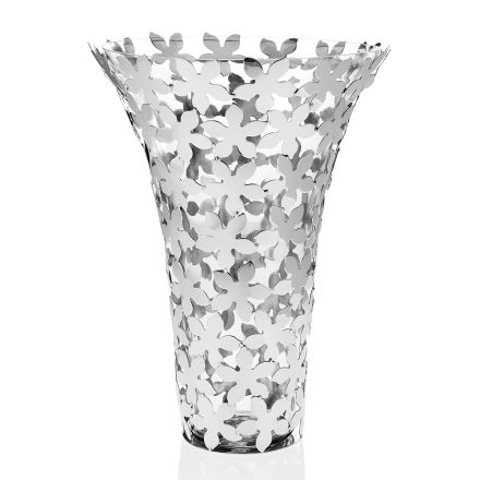Italská luxusní skleněná a stříbrná kovová váza s květinovou dekorací - Terraceo Viadurini