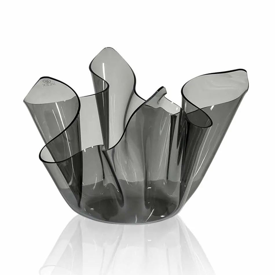 Váza vnitřní / vnější přehozený kouřové Pina, moderní design Viadurini