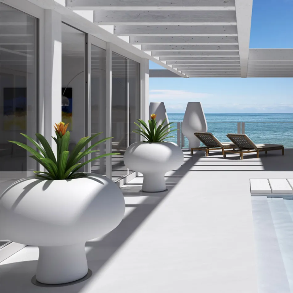 Venkovní světelná váza z polyetylenu s LED světlem vyrobena v Itálii - Boba Viadurini