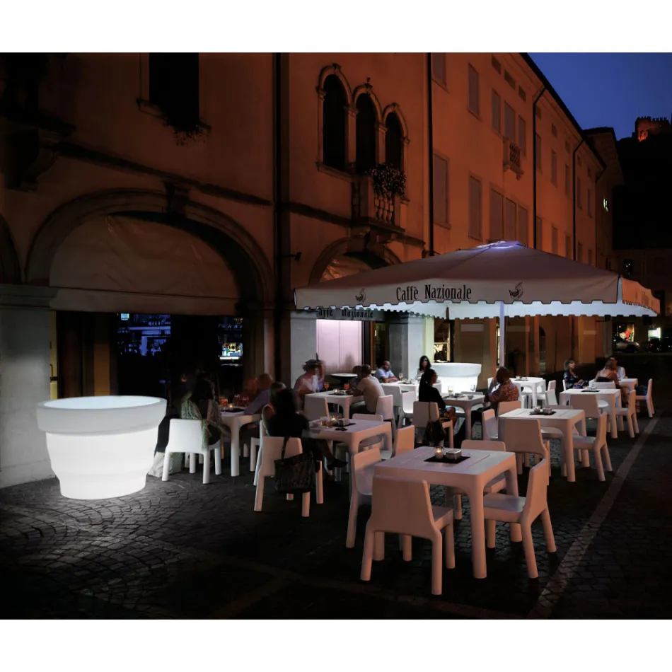 Světlá polyetylenová zahradní váza s LED Made in Italy - Poldo Viadurini