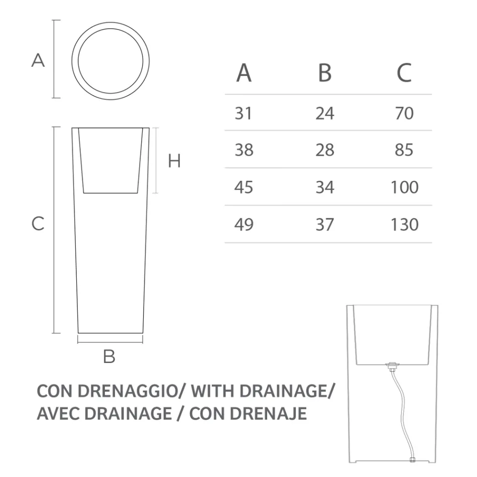 Vysoká pokojová váza z bílého polyetylenu Made in Italy - Devid Viadurini