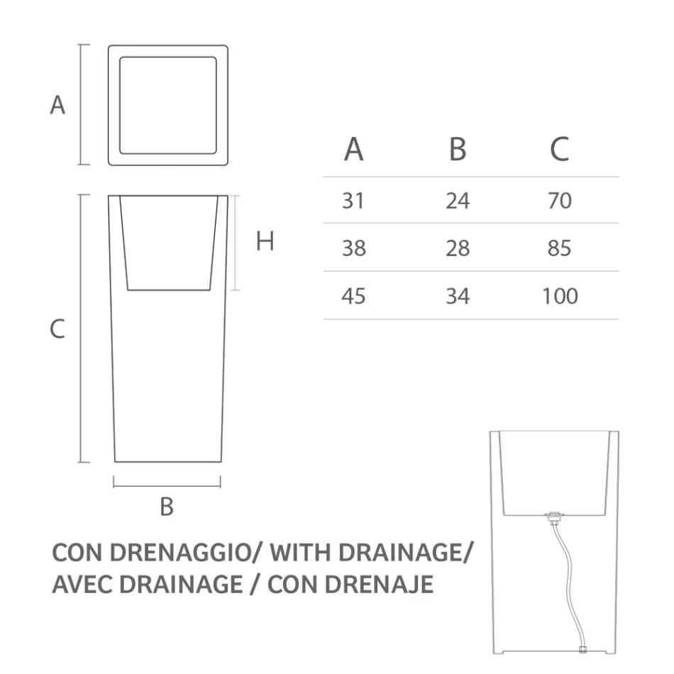 Vysoká vnitřní váza z bílého polyetylenu Made in Italy - Devid Viadurini