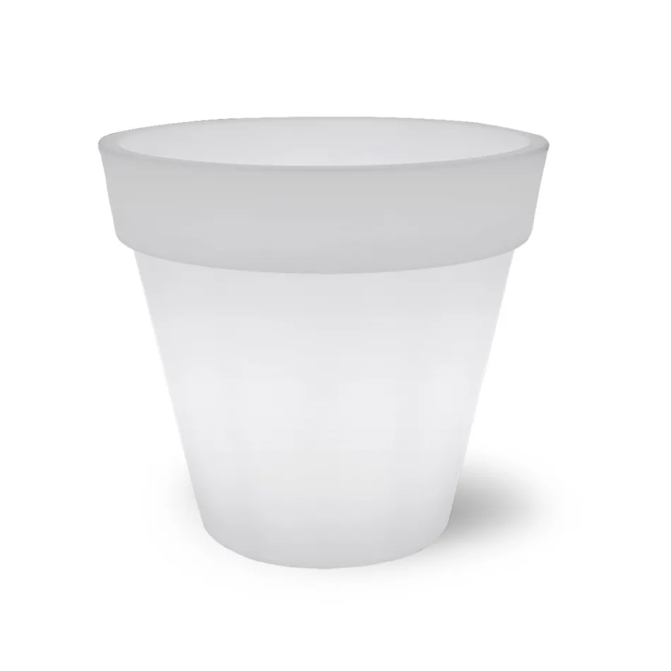 Světlá váza pro venkovní použití v bílém polyetylenu Made in Italy - Taralla Viadurini