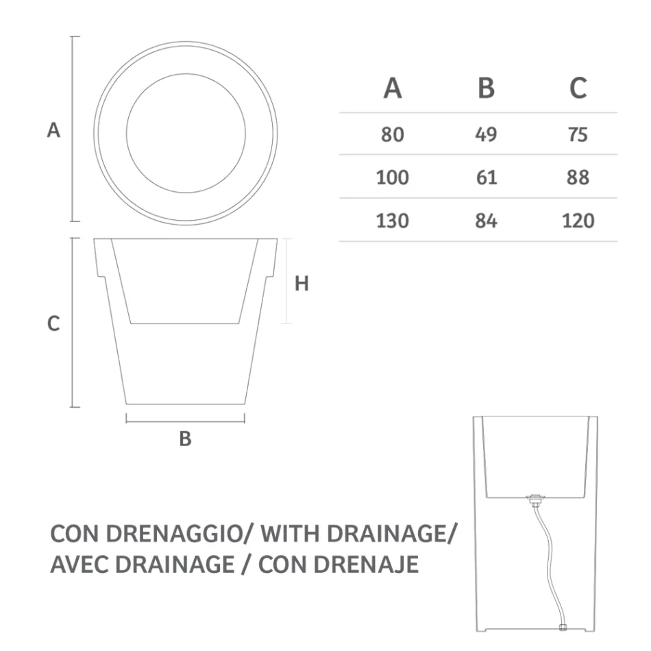 Svítící váza pro venkovní použití v bílém polyetylenu Made in Italy - Taralla Viadurini