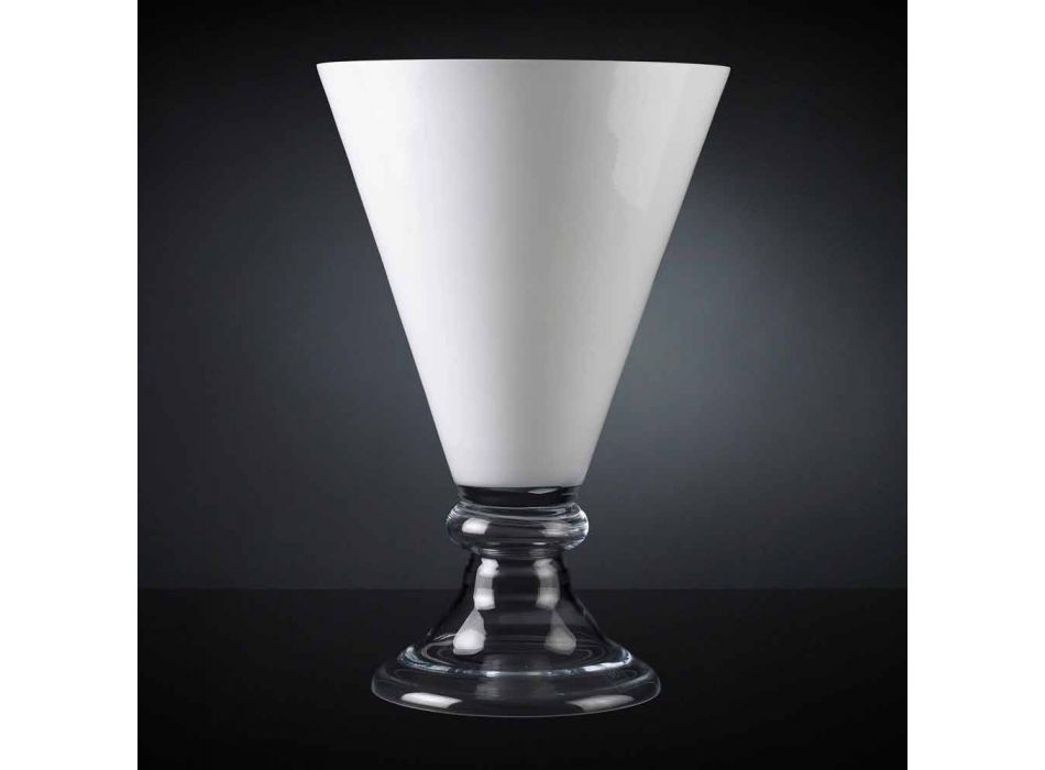 Moderní vnitřní váza z bílého a průhledného skla vyrobená v Itálii - romantická Viadurini
